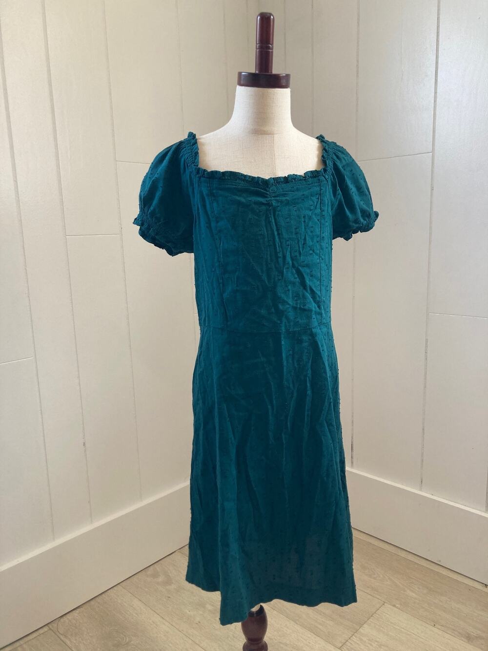 Old Navy Dark Green Swiss Dot Pullover Girls Dress, Size L